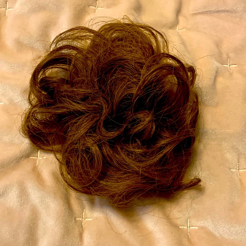 Messy Bun. Says light brown. I think it’s more of a ginger brown.